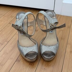 Jimmy Choo Silver Ankle Strap Heels